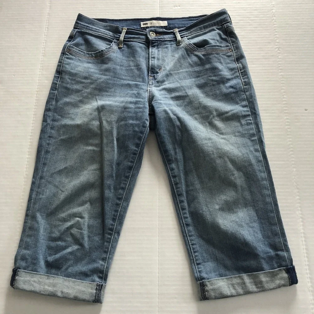 Levi's Blue Jean Cuffed Crop Capri Y2K Women's Sz 8 A351